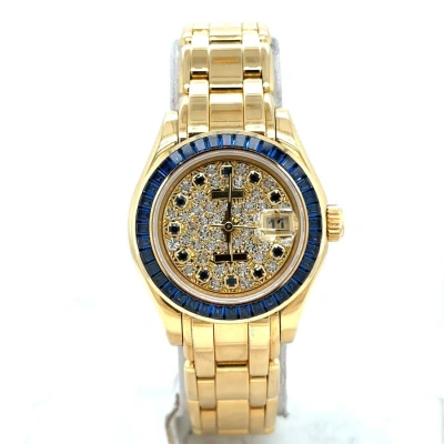 Rolex Pearlmaster Automatic Diamond Ladies Watch 69308 In Blue