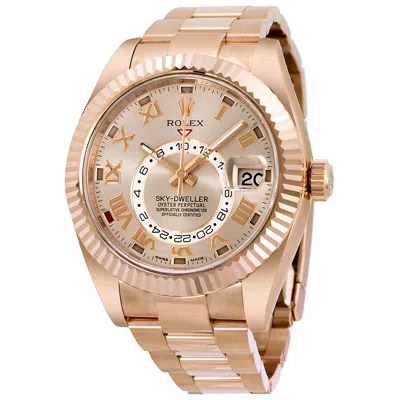 Rolex Sky Dweller Gmt Automatic Sundust Dial Men's Watch 326935 In Gold