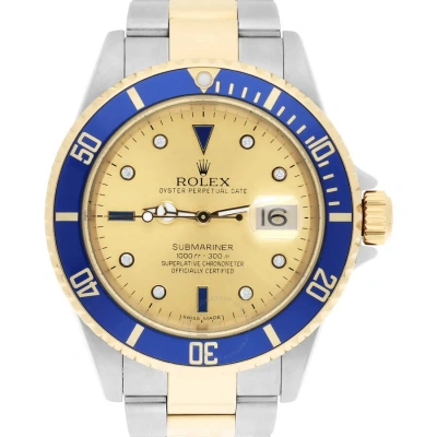 Rolex Submariner Automatic Diamond Champagne Dial Men's Watch 16613 Cdo In Gold