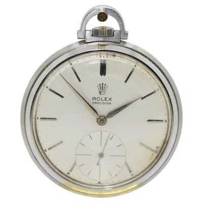 Pre-owned Rolex Precision Ref. 3400 Openface, Keyless Lever Pocket Watch, Stainless Steel In Multi