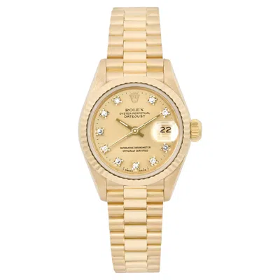Pre-owned Rolex President 18k Yellow Gold Champagne Diamond Dial Watch 69178g Excellent