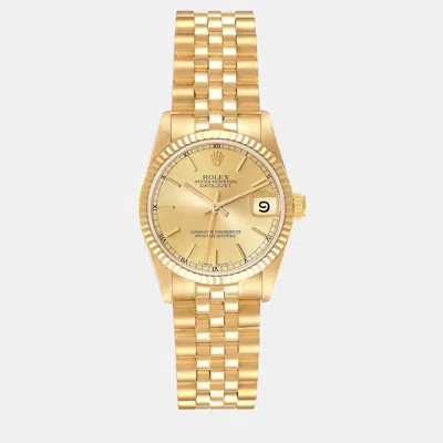 Pre-owned Rolex President Datejust Midsize Yellow Gold Ladies Watch 31 Mm