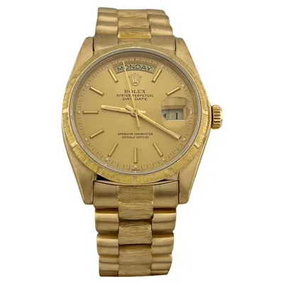 Pre-owned Rolex President Day-date 18078 36mm Bark Finish Champagne Dial 18k Yellow Gold