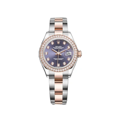 Rolex Purple Diamond Dial Ladies Steel And 18ct Oyster Watch 279381pudo In Multi