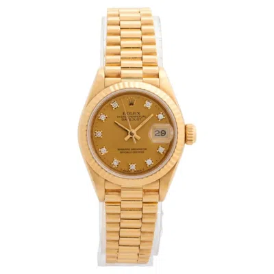 Pre-owned Rolex Rare Ladies  Datejust 69178, 18k Yellow Gold Diamond Dial Year 1987