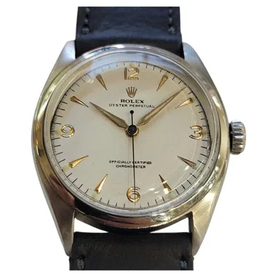 Pre-owned Rolex Ref 6084 Oyster Perpetual 1950s Mens 34mm Automatic Bubble Back Ra780 In Multi