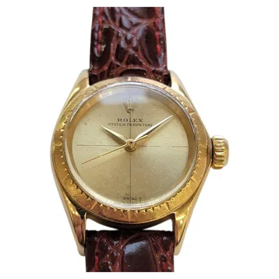 Pre-owned Rolex Ref 6615 Oyster Perpetual 18k Solid Gold Ladies 1960s Automatic Ra784 In Multi