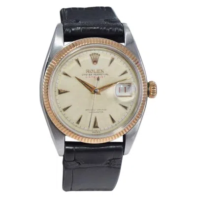 Pre-owned Rolex Rose Gold Stainless Steel Datejust Watch, Circa 1956 In Red