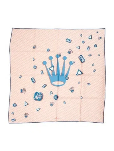 Pre-owned Rolex Silk Floral Print Scarf In Neutrals