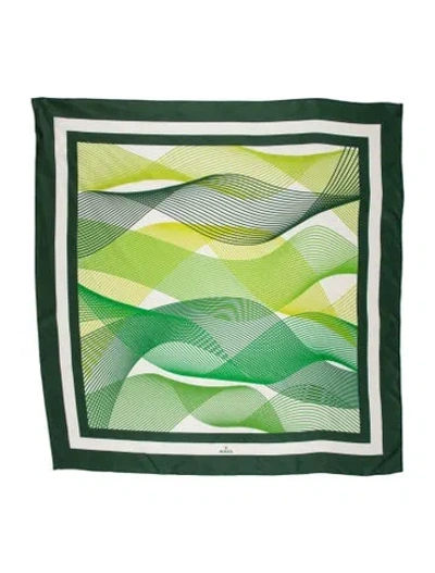 Pre-owned Rolex Silk Printed Scarf In Green