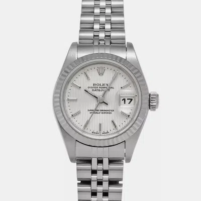 Pre-owned Rolex Silver 18k White Gold Stainless Steel Datejust 79174 Automatic Women's Wristwatch 26 Mm