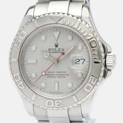Pre-owned Rolex Silver Platinum Stainless Steel Yacht-master 16622 Automatic Men's Wristwatch 40 Mm