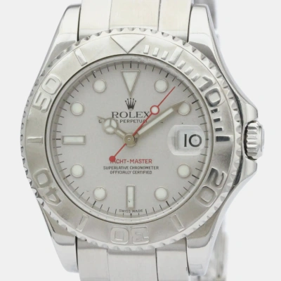 Pre-owned Rolex Silver Platinum Stainless Steel Yacht-master 168622 Automatic Women's Wristwatch 35 Mm