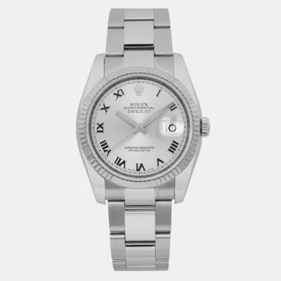 Pre-owned Rolex Silver Stainless Steel Datejust 116234 Automatic Men's Wristwatch 36 Mm
