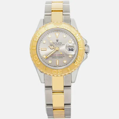Pre-owned Rolex Silver Yacht-master 169623 Automatic 18k Yellow Gold Stainless Steel Women's Wristwatch 29 Mm