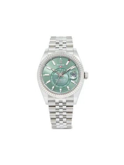 Pre-owned Rolex Sky-dweller 42mm In Green