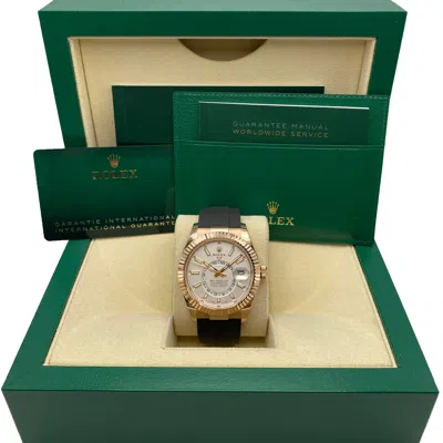 Pre-owned Rolex Sky Dweller 42mm 326235 Rose Gold White Dial Automatic Watch B&p