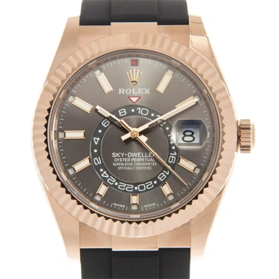 Rolex Sky-dweller Automatic Chronometer 18kt Rose Gold Dark Rhodium Dial Men's Watch 326235drsr In Gray