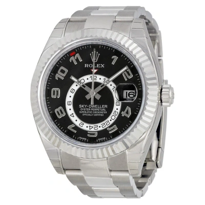 Rolex Sky Dweller Black Dial 18k White Gold Oyster Bracelet Automatic Men's Watch 326939bkao In Metallic