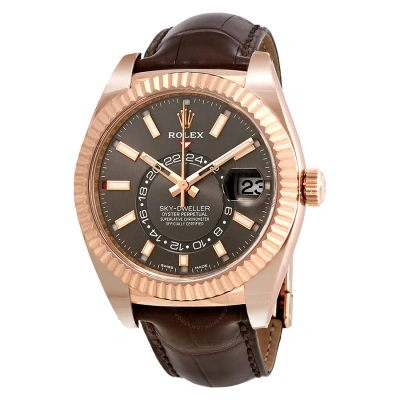Rolex Sky-dweller Dark Rhodium Dial Automatic Men's Watch 326135rsl In Brown