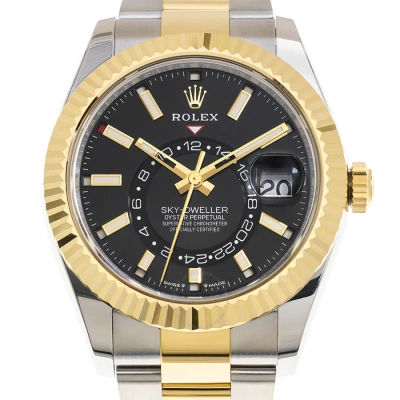 Rolex Sky-dweller Gmt Automatic Chronometer Black Dial Men's Watch 336933-0003 In Two Tone  / Black / Gold / Gold Tone / Yellow