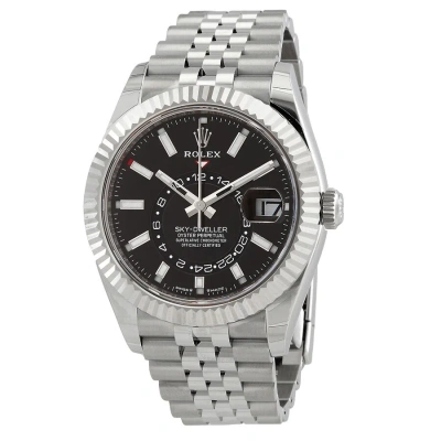 Rolex Sky-dweller Gmt Automatic Chronometer Black Dial Men's Watch 336934-0008 In Metallic