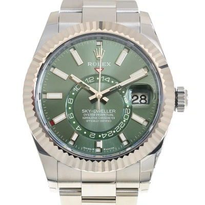 Rolex Sky-dweller Gmt Automatic Chronometer Green Dial Men's Watch 336934-0001 In Metallic
