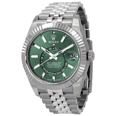 Rolex Sky-dweller Gmt Automatic Chronometer Green Dial Men's Watch 336934-0002 In Metallic