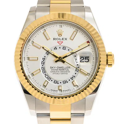 Rolex Sky-dweller Gmt Automatic Chronometer White Dial Men's Watch 336933-0005 In Yellow/white/two Tone/silver Tone/gold Tone