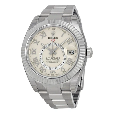 Rolex Sky Dweller Ivory Dial 18k White Gold Oyster Bracelet Automatic Men's Watch 326939ivro In Metallic