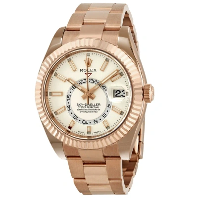 Rolex Sky-dweller White Dial Automatic Men's 18kt Everrose Gold Oyster Watch 326935wso In Pink