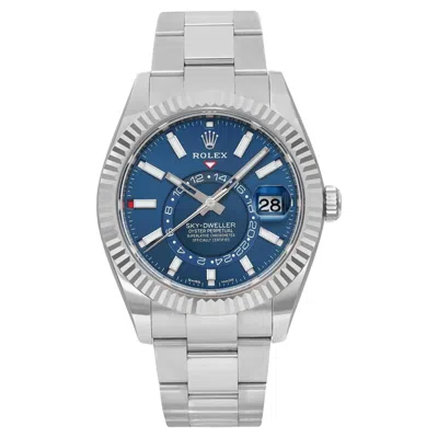 Pre-owned Rolex Sky-dweller 18k White Gold Steel Blue Dial Automatic Watch 326934