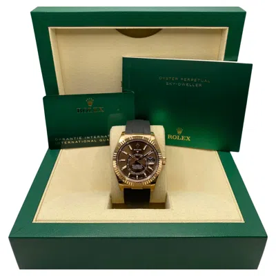 Pre-owned Rolex Sky-dweller 326235 Rose Gold 42mm Chocolate Dial Automatic Watch B&p 2021 In Red