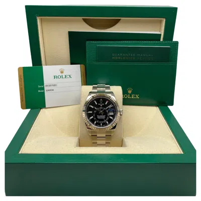 Pre-owned Rolex Sky-dweller 42mm 326934 Steel Black Dial Automatic Mens Watch Box Papers
