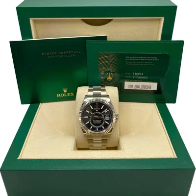 Pre-owned Rolex Sky-dweller 42mm 336934 Steel Black Dial Automatic Mens Watch Box Papers
