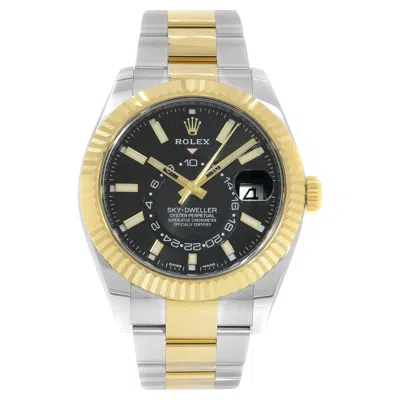 Pre-owned Rolex Sky-dweller Steel 18k Yellow Gold Black Dial Automatic Mens Watch 326933