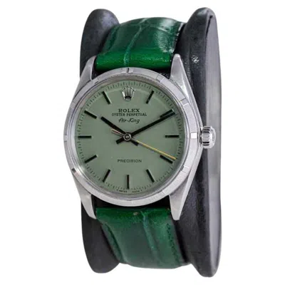 Pre-owned Rolex Stainless Air King With Machined Bezel Custom Finished Green Dial 1960's
