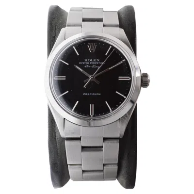 Pre-owned Rolex Stainless Oyster Perpetual Air King With Original Factory Black Dial