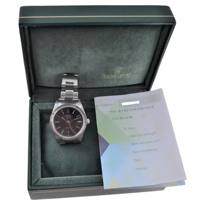 Pre-owned Rolex Stainless Oyster Perpetual Air-king With Black Dial Box & Papers 2005