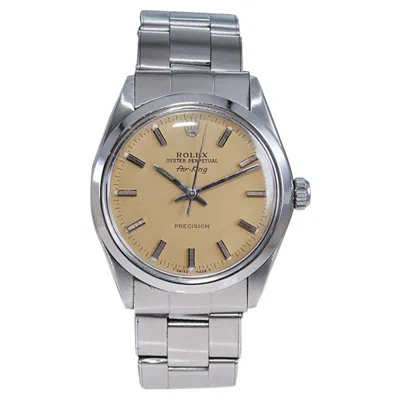 Pre-owned Rolex Stainless Steel Air King With A Custom Finished Beige Dial Late 1960's In Brown