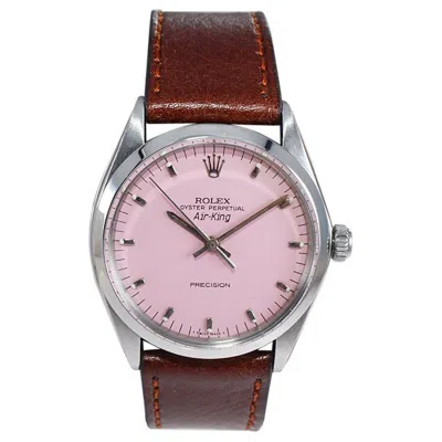 Pre-owned Rolex Stainless Steel Air King With A Custom Finished Hot Pink Dial 1970's