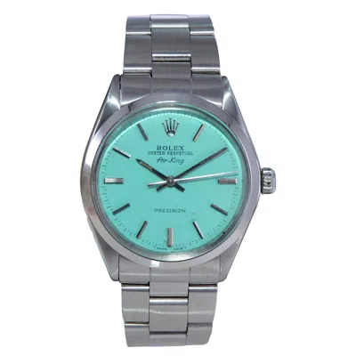 Pre-owned Rolex Stainless Steel Air King With Custom Blue Dial 1970s
