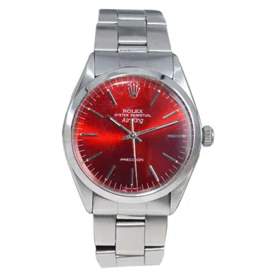 Pre-owned Rolex Stainless Steel Air King With Custom Candy Apple Red Dial 1970s