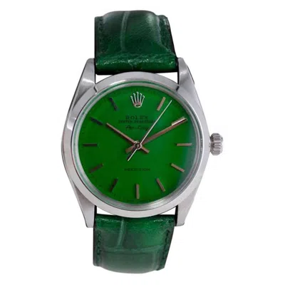 Pre-owned Rolex Stainless Steel Air King With Custom Finished Green Dial From 1960's