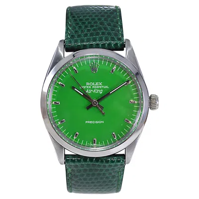 Pre-owned Rolex Stainless Steel Air King With Custom Made Green Dial From 1960's And 70's