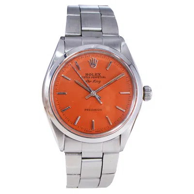 Pre-owned Rolex Stainless Steel Air King With Custom Made Orange Dial, Circa 1960s