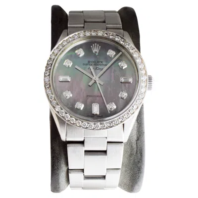 Pre-owned Rolex Stainless Steel Air King With Custom M.o.p Gray Dial Circa 1980's