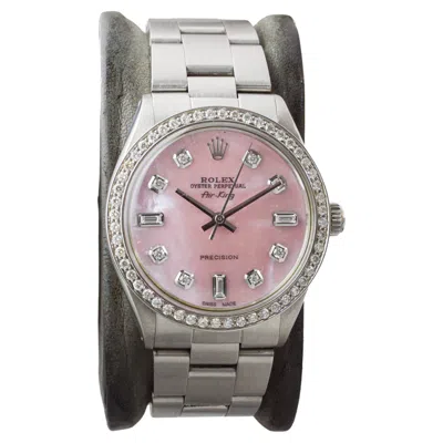 Pre-owned Rolex Stainless Steel Air King With Custom M.o.p Pink Dial Circa 1970's
