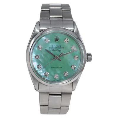 Pre-owned Rolex Stainless Steel Air King With Custom Mother Of Pearl Diamond Dial, 1970's In Multi