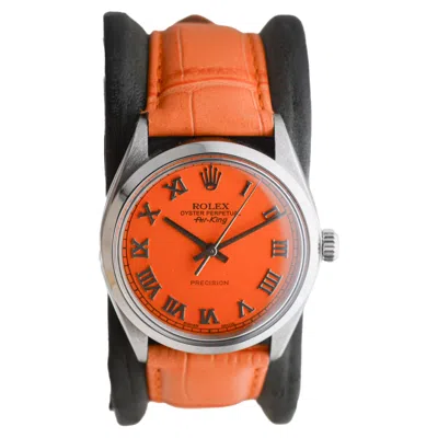 Pre-owned Rolex Stainless Steel Air King With Custom Orange Dial Circa, Circa 1970's